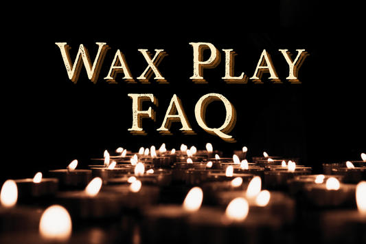Text against black background above dozens of lit candles says Wax Play FAQ