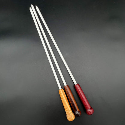 3/8 Inch Delrin Cane with Exotic Wood Handle set, featuring sturdy canes with polished wood handles.