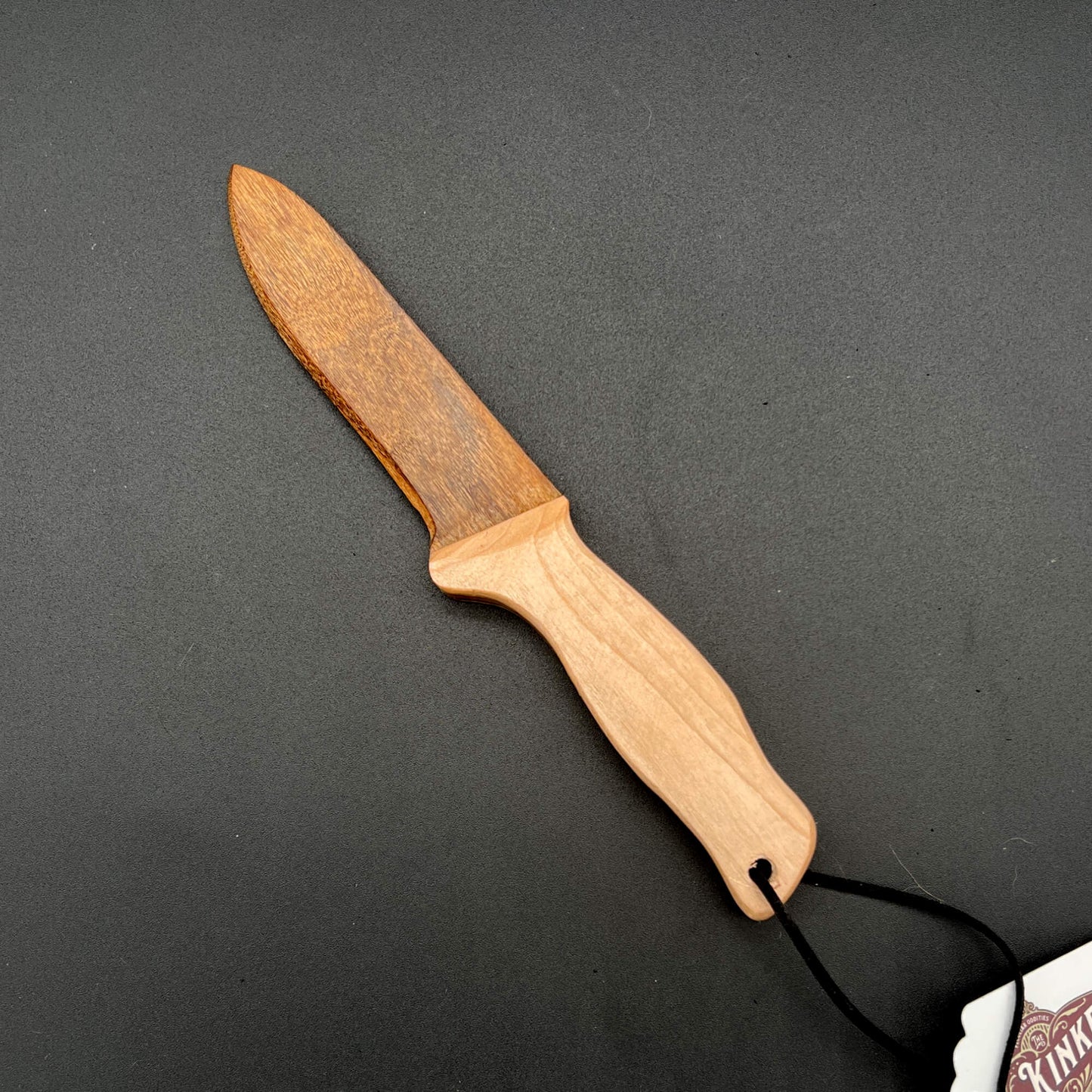 Spearpoint Wooden Knife designed for safe knife play and wax play, featuring a genuine straight edge and sharp tip.
