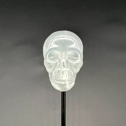 Close up of Skull Diabolical Stick of a transparent skull tip on black background