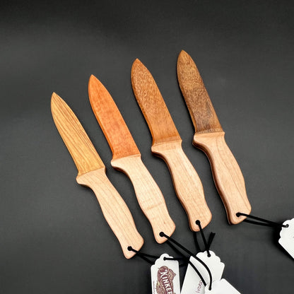 Spearpoint Wooden Knife collection showcasing various wooden knives designed for wax play and knife play.