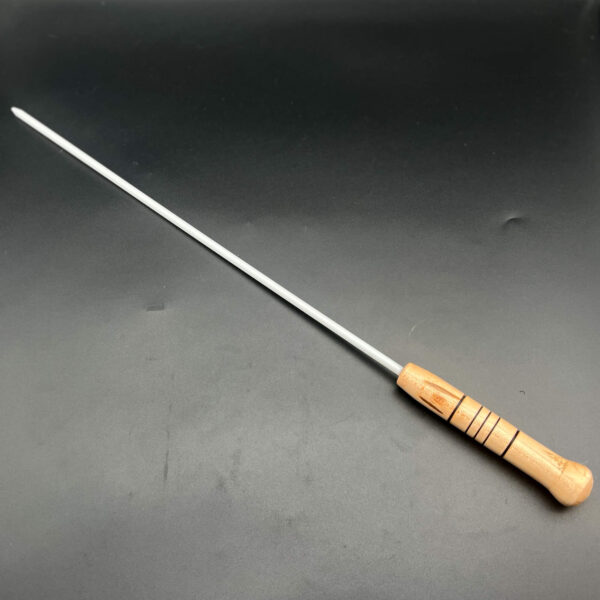 1/4 inch white delrin cane with hand-turned wooden handle