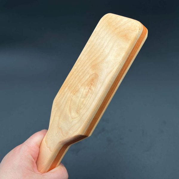 Back view of the Maple/Cherry paddle, showing the solid Maple wood with no holes