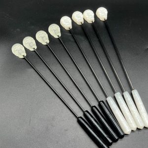 8 skull diabolical sticks - four glow in the dark skulls with black handles, 4 white skulls with white handles