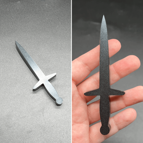 This longsword style dagger is made with black resin.