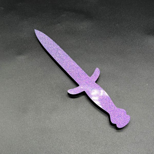 Black resin dagger with purple glitter