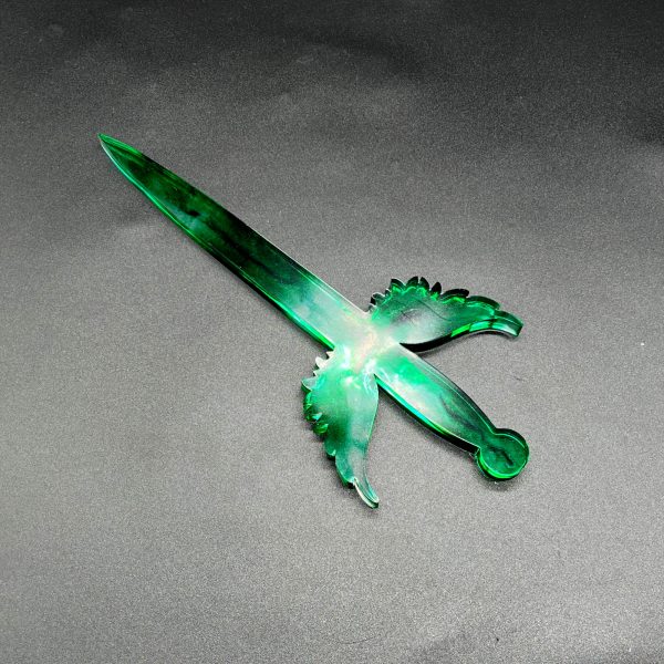 Clear resin dagger with translucent green