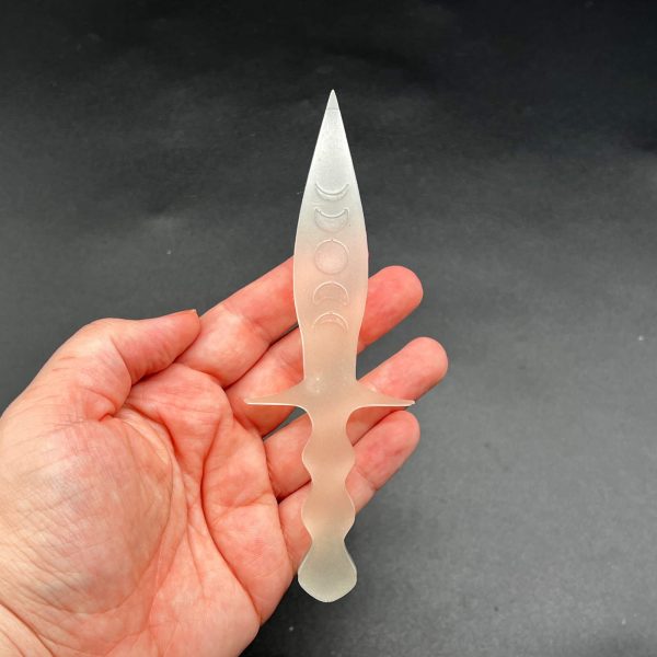 Pugio dagger made with glow in the dark resin - which looks milky and translucent in full light