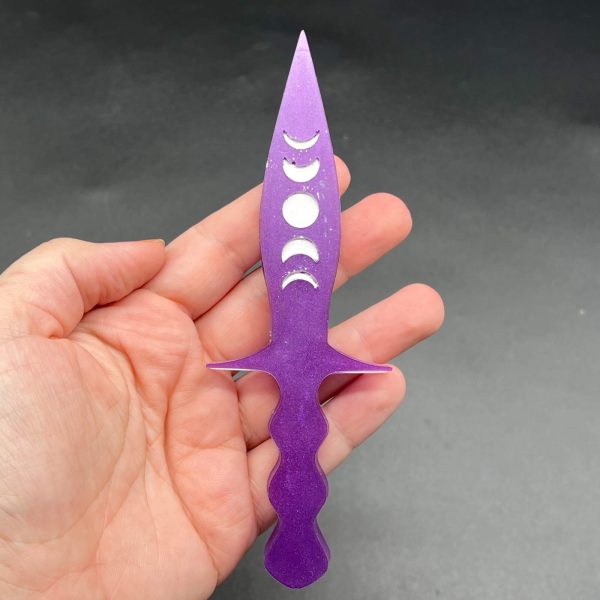 Purple resin dagger with white moon phase