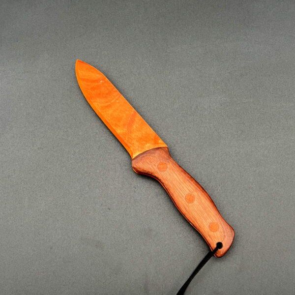 Full top down view of the spearpoint wooden knife
